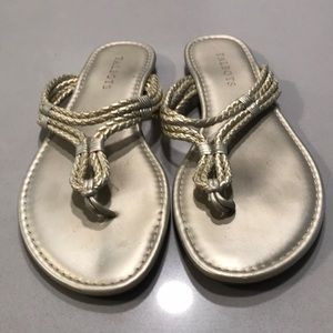 Talbots Gold Braided Faux Leather Flip Flop size 8
